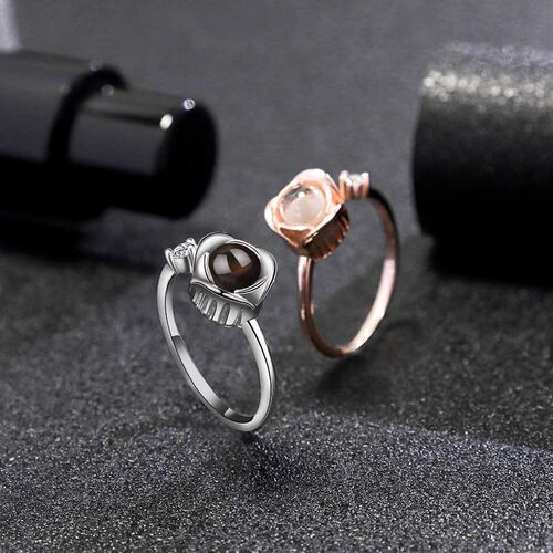 Personalized Photo Projection Rose Rings