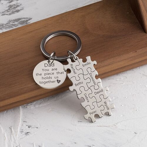 Personalized Name Puzzle Keychain Cool Gift for Dad "You Are The Piece"
