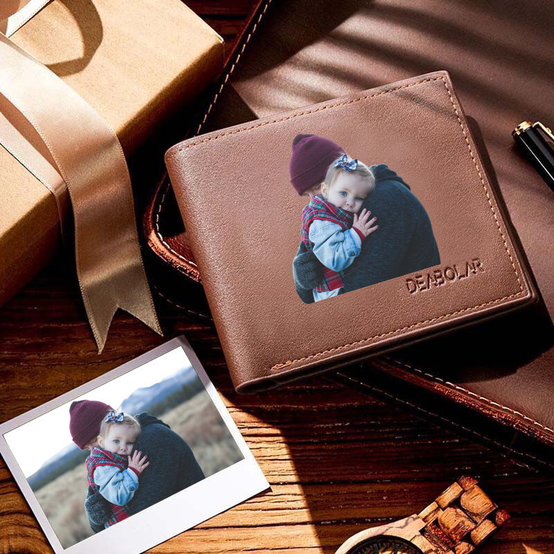 Custom Photo Men's Brown Color Printing Wallet-For New Dad