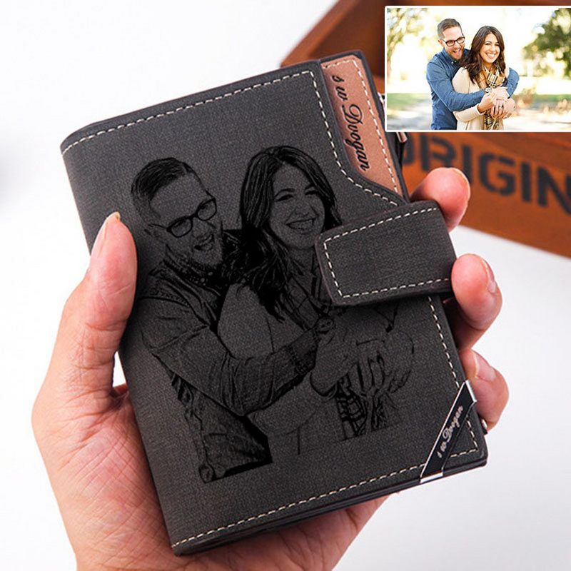 portefeuille Sac à main avec photo gravée Cadeau simple pour le mari et le père