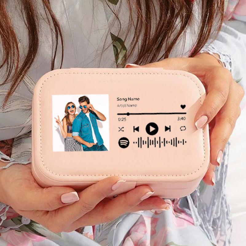 Joyero personalizado rectangular foto personalizada y código spotify escaneable