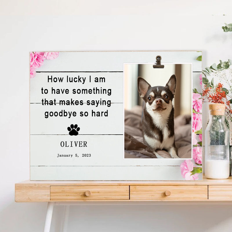 Personalized Pet Memorial Picture Frame for Pet Lover “How Lucky I Am”
