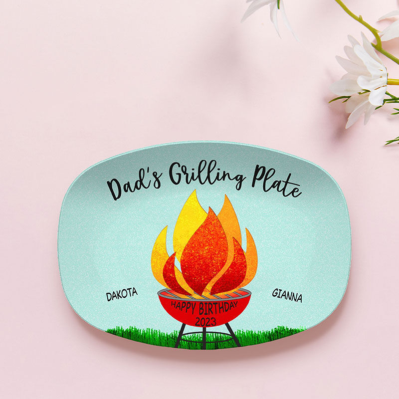 Personalized Name and Date Plate Birthday Gift "Dad's Grilling"