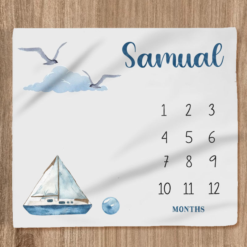 Personalized Name Blanket Sailboat Pattern Cool Present