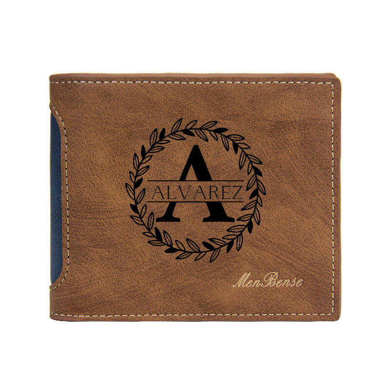 Personalized Simple Men's Wallet Custom Name and Initial Warm Father's Day Gift
