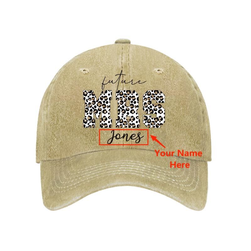 Gorra Personalizada con Estampado de Leopardo SEÑORA Diseño de Nombre Personalizado Regalo para Pareja