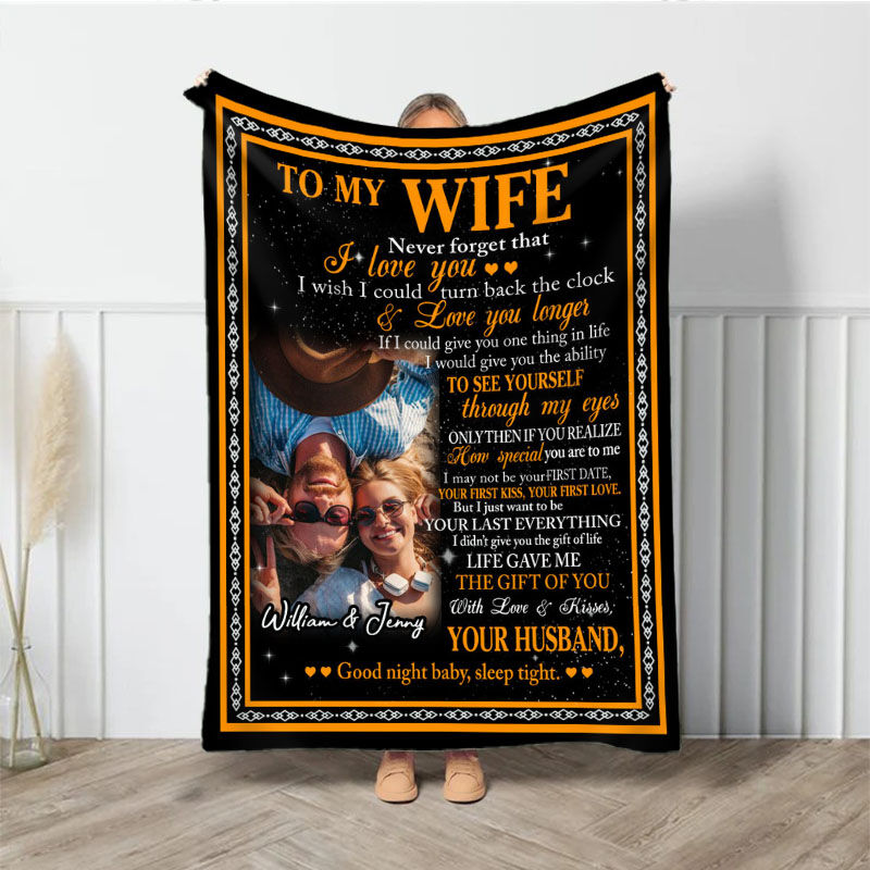 Personalized Picture Blanket Perfect Gift for Wife "Good Night"