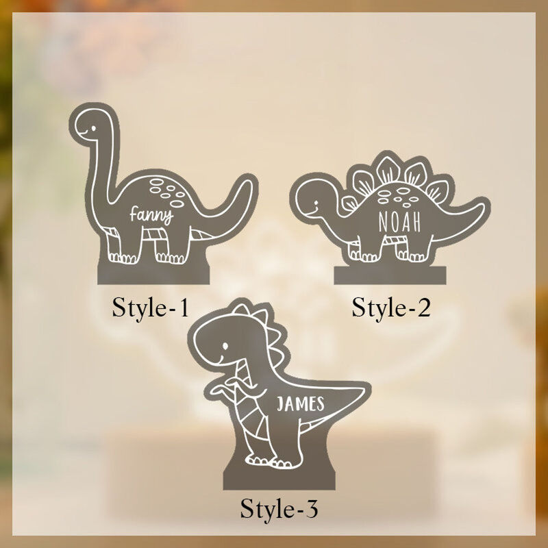 Personalized Name Night Light with Dinosaur Pattern Cute Gift for Kids
