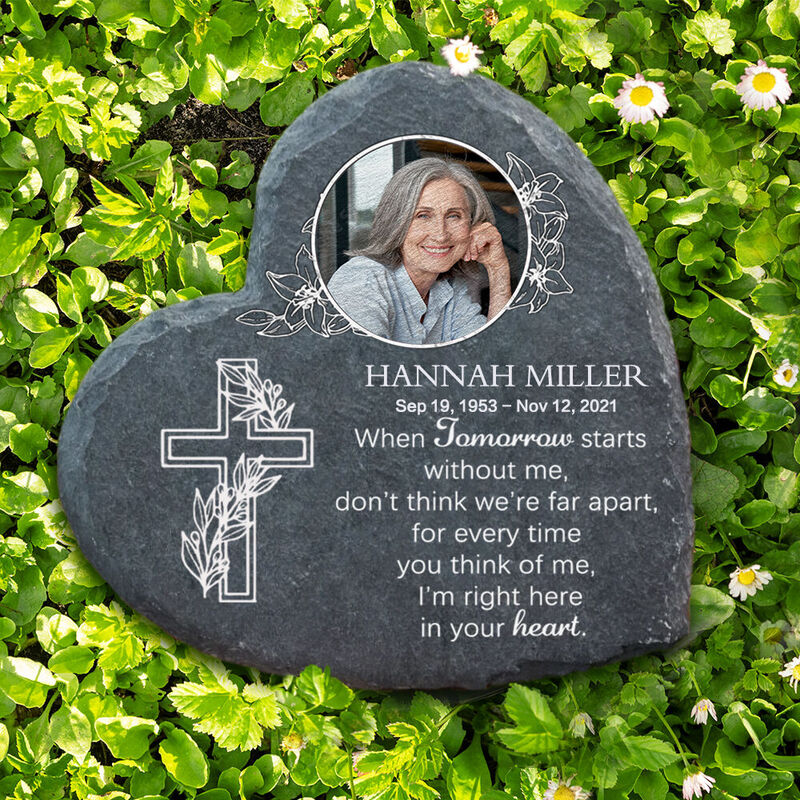 "Until We Meet Again" Personalized Memorial Stone Upload Image Human Grave Marker