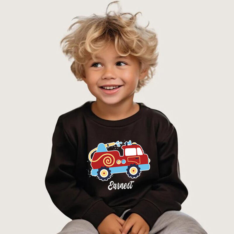 Personalized Children Sweatshirt Custom Name Band Car Pattern Gift For Boys