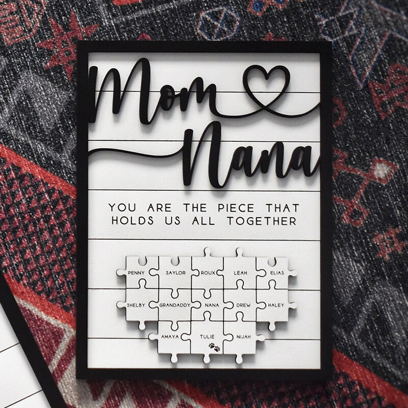 Personalized Name Puzzle Frame Mom and Nana Sign Warm Design Exquisite Gift for Mother's Day