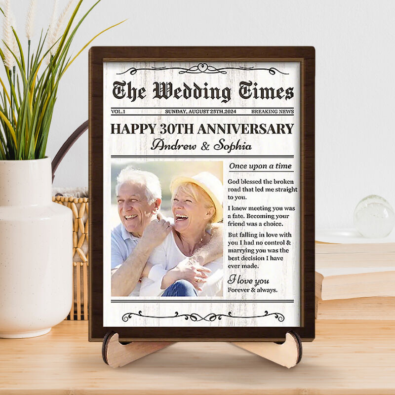 Personalized Photo Frame The Wedding Times Poster Style Design Unique Anniversary Gift for Lovers