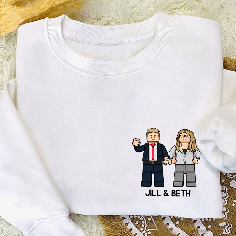 Personalisierter Sweatshirt Individuelle Minifiguren Paardesign Attraktives Geschenk für Liebhaber und Eltern