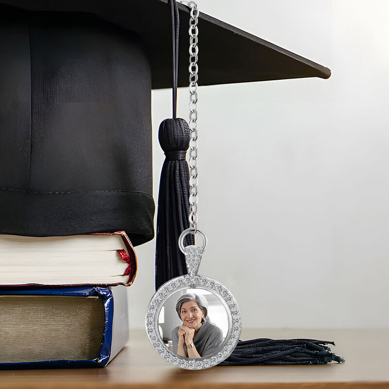 Customized Photo Graduation Tassel Round Rhinestone Mini Graduation Cap Decoration for Friends