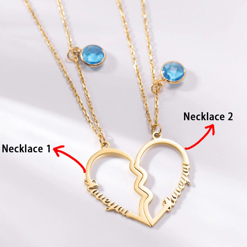 Collier de couple personnalisé avec nom et pierre de naissance Cadeau romantique