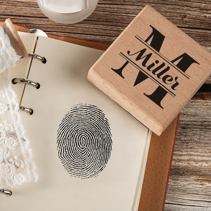 Personalisierte Holzstempel Individuell Name Upload Fingerabdruck Foto Privat Praktisches Siegel für Papa