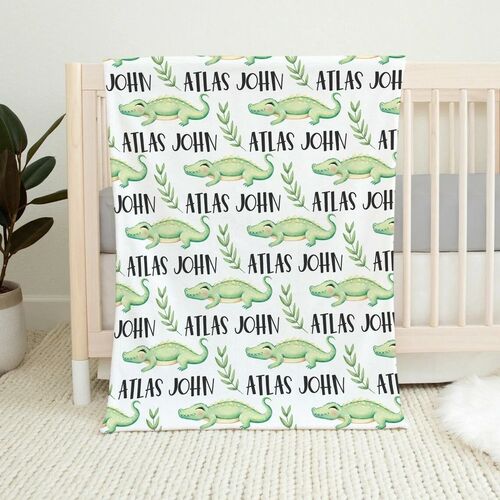 Personalized Custom Name Blanket with Cartoon Cute Animal Pattern