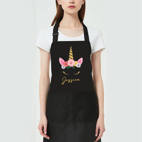 Personalized Name Apron with Unicorn Pattern for Family