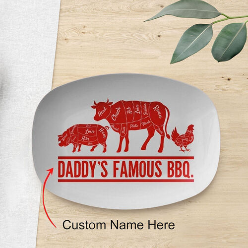 Personalisiertes Namensteller mit Tiermotiv für Daddy "Famous BBQ"