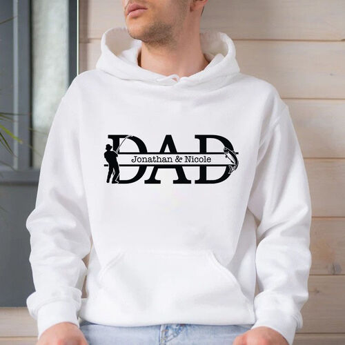 Personalized Hoodie with Custom Name Fisherman Pattern Funny Gift for Daddy