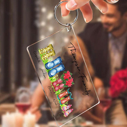 Personalized Name Keychain with Cute Boots Pattern Amazing Gift for Special Person
