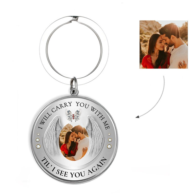 "I Will Carry You with Me" Personalized Photo Memorial Keychain