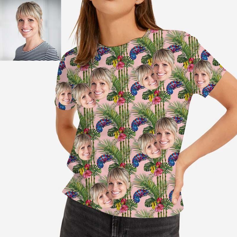 Custom Women's Hawaiian T-Shirt With Blue Caterpillar