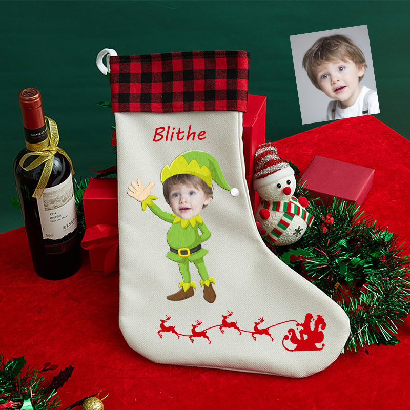 Calzini Natalizi per Viso Personalizzati con Foto Decorazioni per Natale