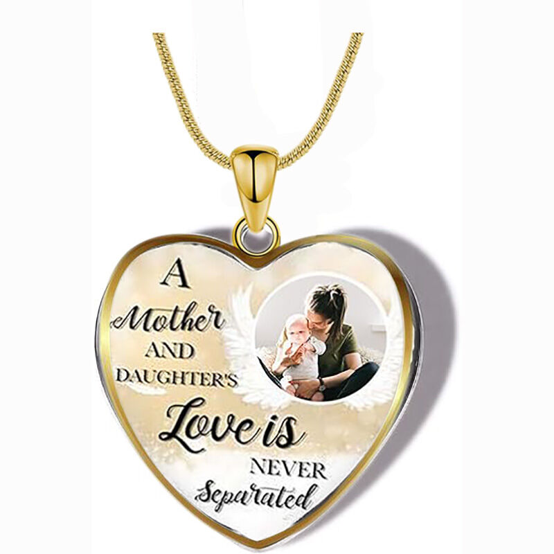 "A Mother & Daughter's Love Is Never Separated" Photo Necklace