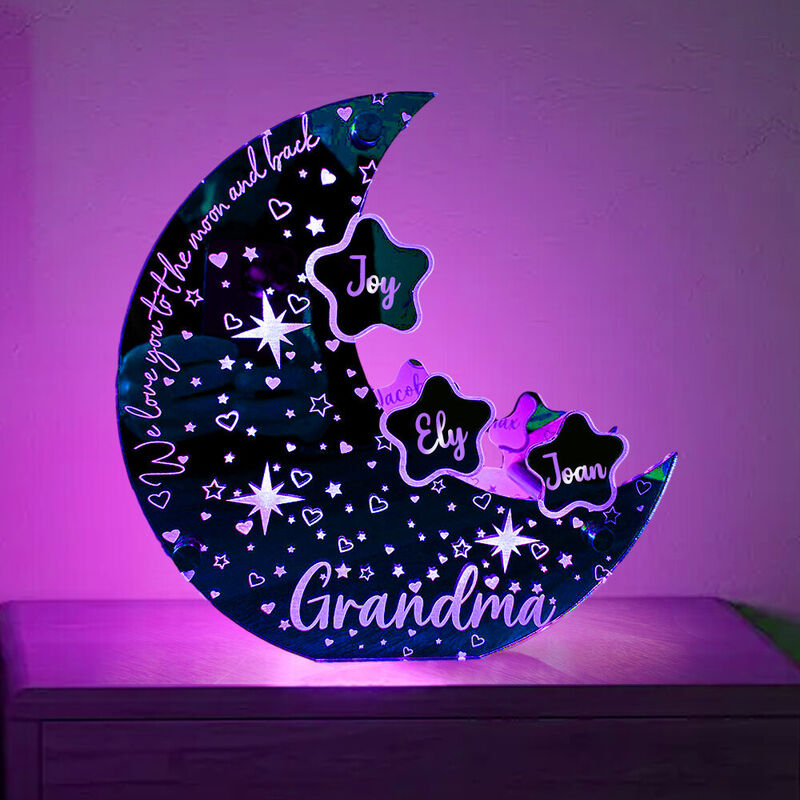 Personalized Led Mirror Light Moon Shape Cool Gift For Family