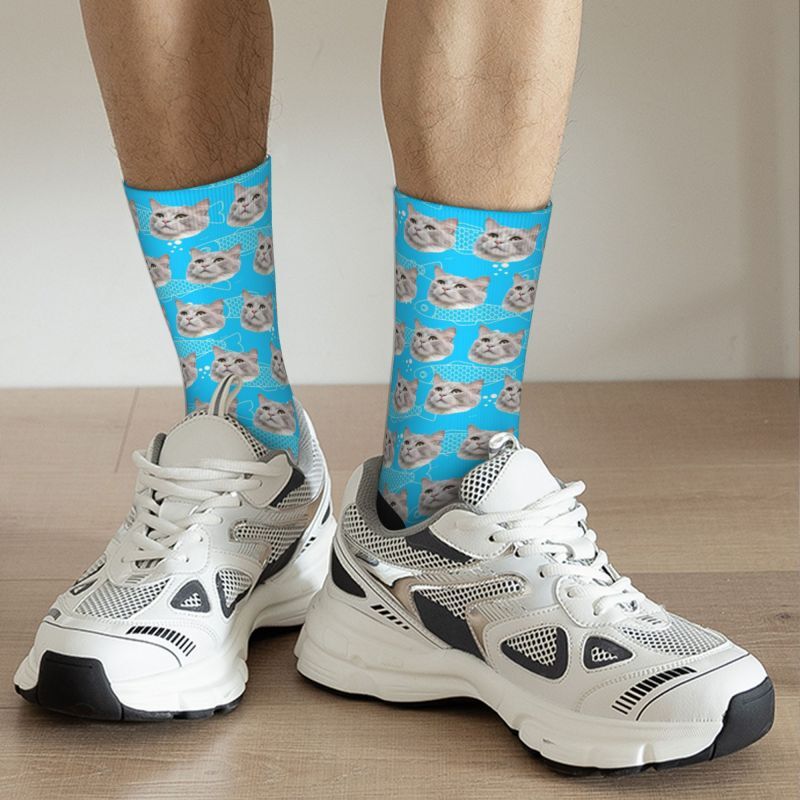 Personalized Face Socks with Pet Cat Photos