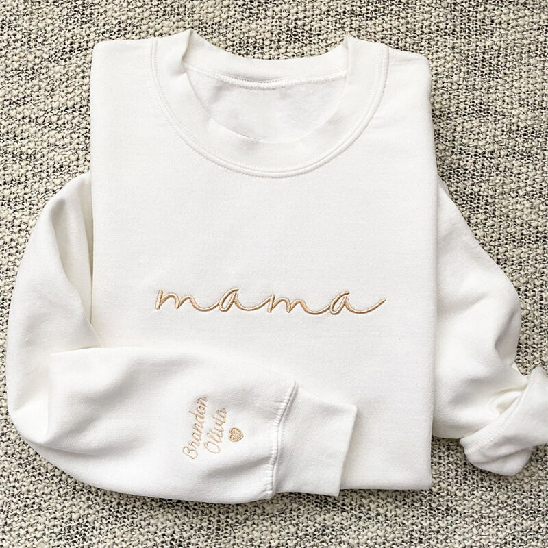Personalized Sweatshirt Custom Embroidered Names with Optional Nickname Stylish Gift for Dear Mom