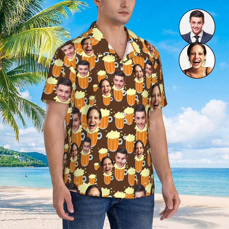 Personalisierte Hawaii-Hemden Unisex mit Bierdrucken als tolle Geschenke für die Familie Oktoberfest Geschenk