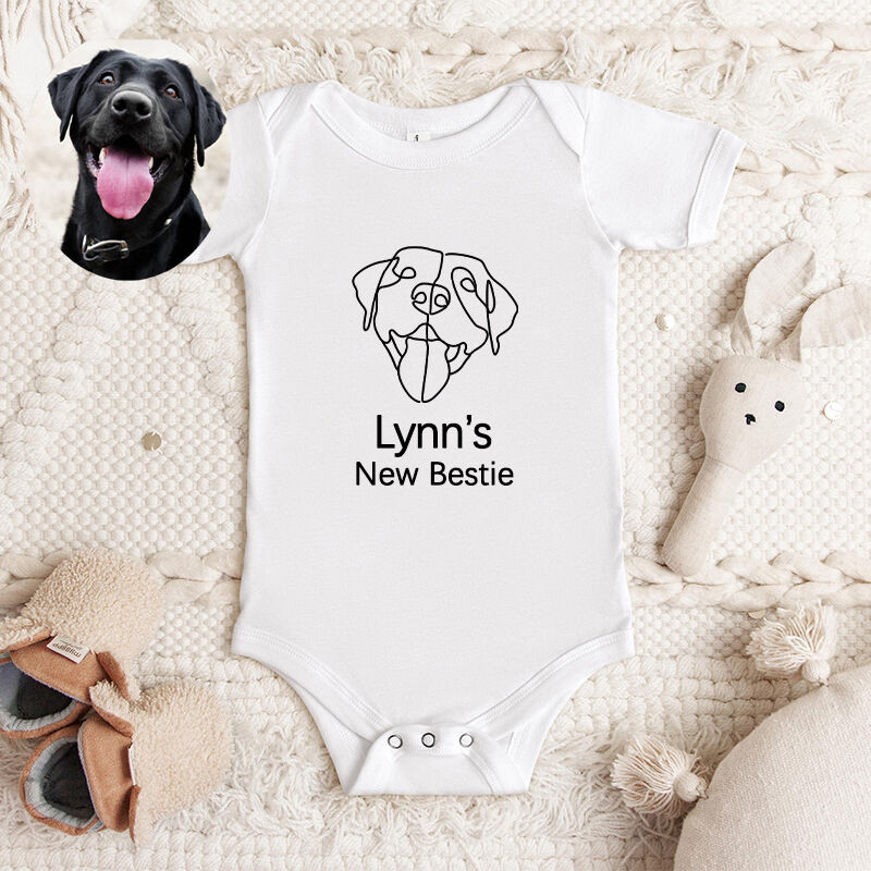 Personalized Baby Onesie Custom Pet Photos Line Design Creative Baby Shower Gift for Pet Lovers