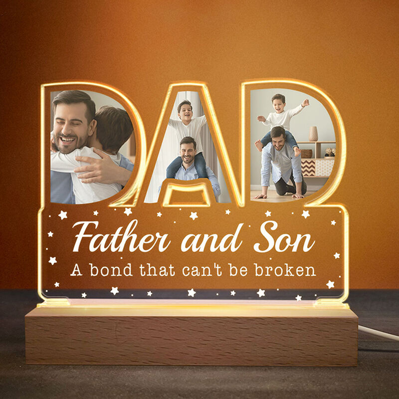 Personalized Led Lights Custom Photo And Text Gifts For The Best Dad