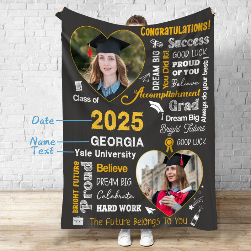 Personalized Picture Blanket Creative Gift for Graduation "Bright Future"