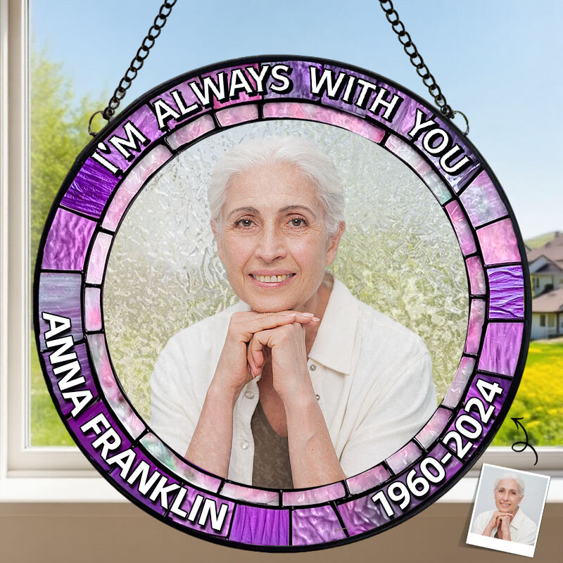 Personalized Custom Stained Glass Window Hanging Suncatcher Sympathy Gift for Grandma