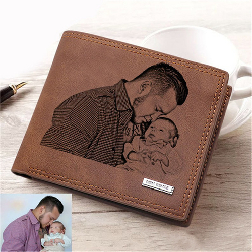Graviertes Bild Brieftasche Personalisiertes Geschenk für Ehemann