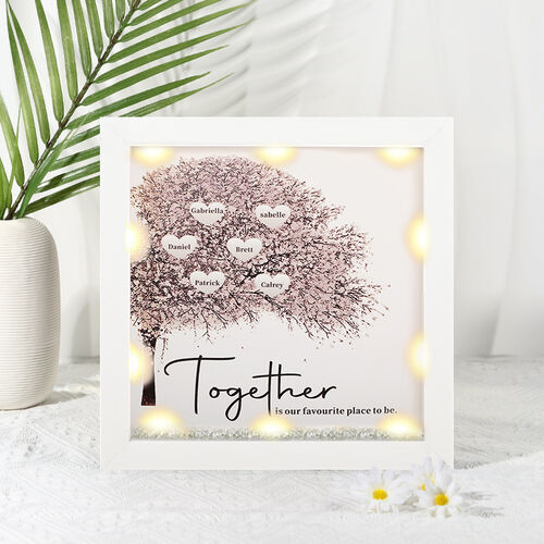 "Zusammen ist unser Lieblingsplatz" Personalisiertes Nachtlicht Familienbaum Rahmen