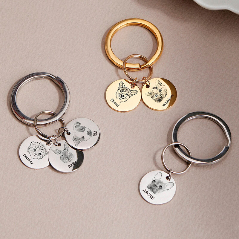 Personalisierte Schlüsselanhänger benutzerdefinierte Fotos Haustier Porträt und Name Einzigartiges Geschenk für Tierliebhaber