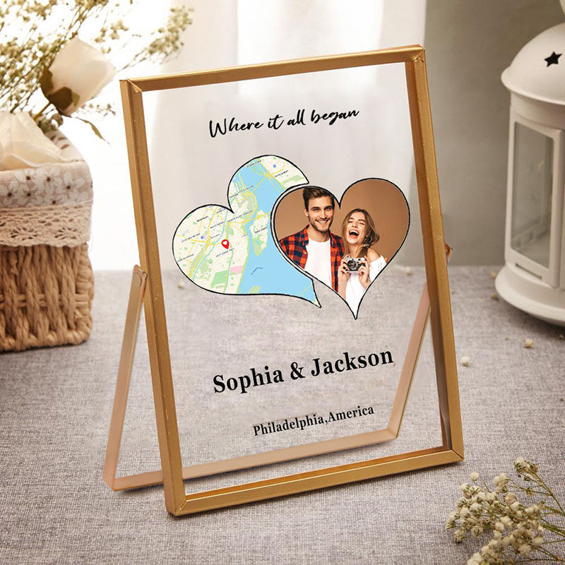 Personalized Map Frame with Custom Picture Precious Gift for Couples ...