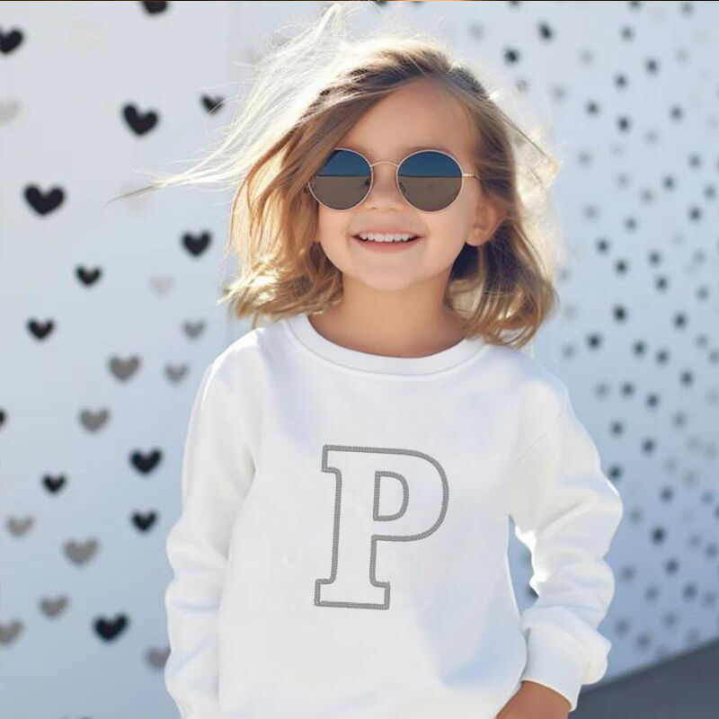 Personalized Kids Embroidered Sweatshirt Custom Line Letters Warm Gift For Children