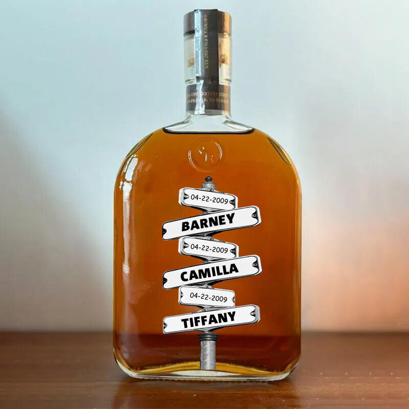 Personalisierte Namens - Whiskey - Flasche Mit Wegweismuster Einfaches Geschenk für Familie