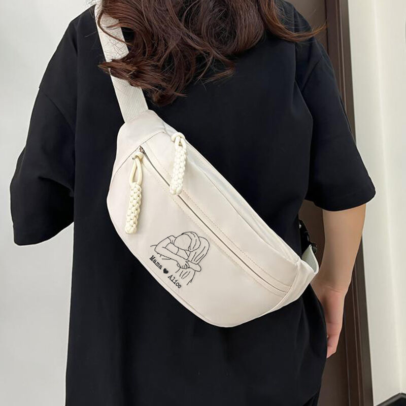 Personalized Photo Embroidered Waist Bag with Custom Name Precious Gift for Mama