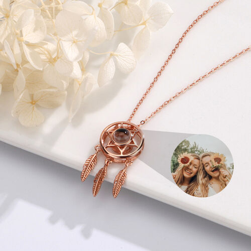 Sterling Silver Personalized Dream Catcher Projection Necklace Gift for Couple