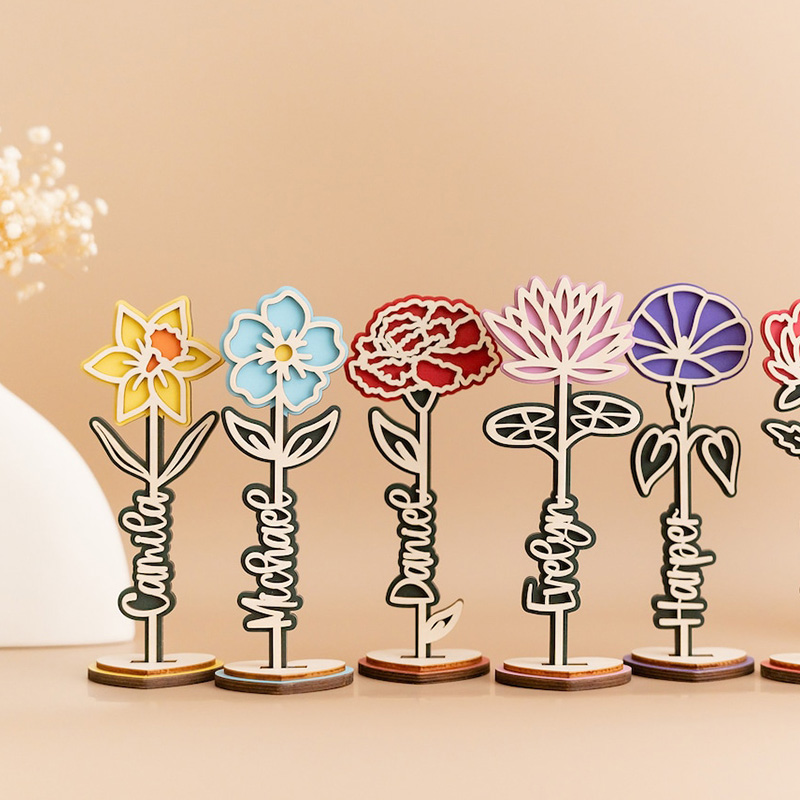 名入れ 誕生花 木製 フレーム