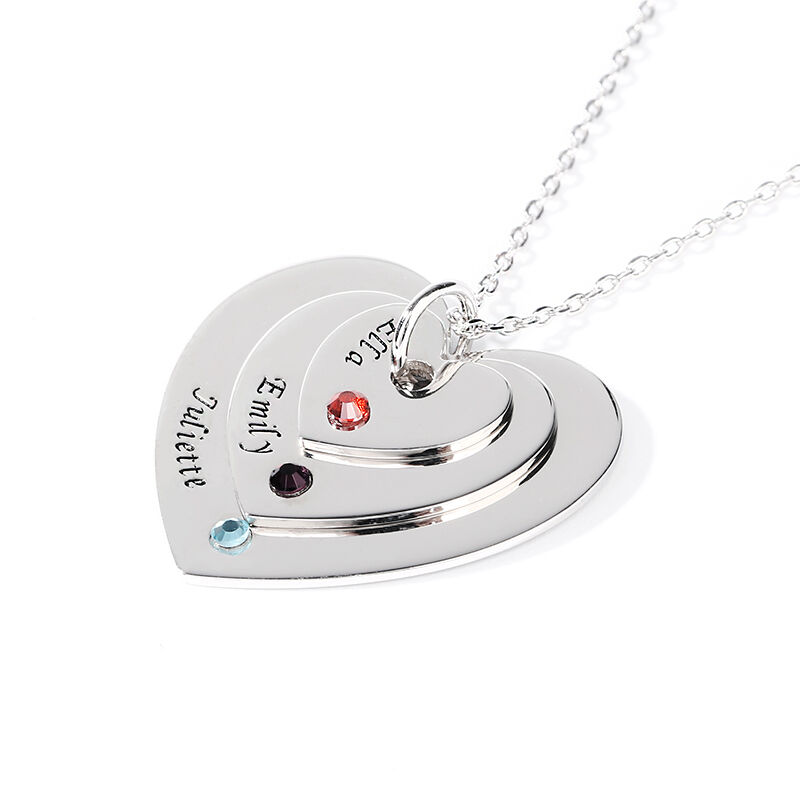 "We are Together" Family Heart Necklace With Birthstone