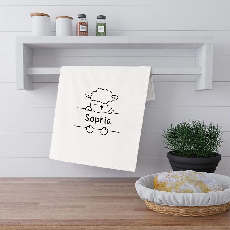 Personalized Towel with Custom Lovely Lamb Name Card Design Cute Present for Child