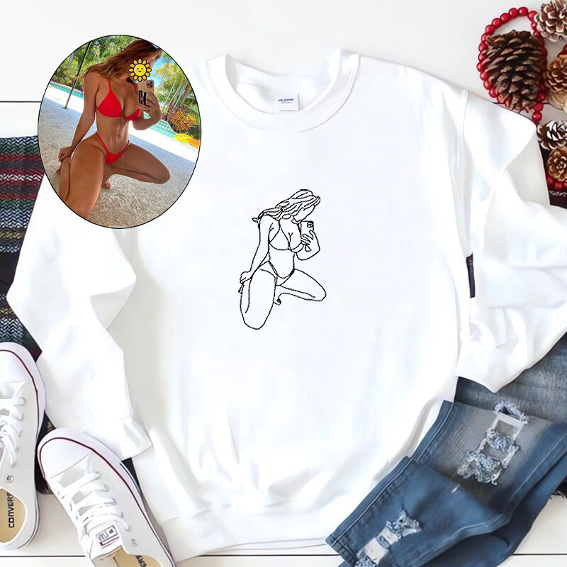 Sweatshirt personnalisé brodé d'une photo épicée Cadeau attractif pour le petit ami