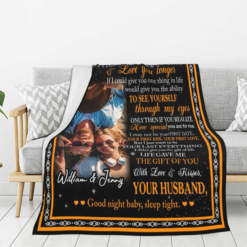 Personalized Picture Blanket Perfect Gift for Wife "Good Night"